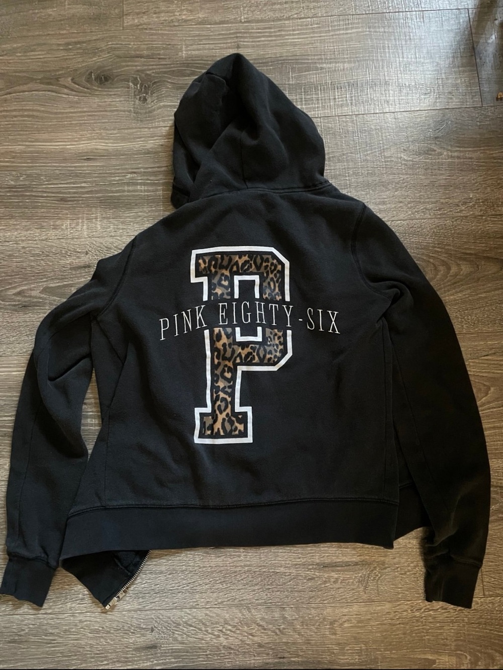 Victoria's Secret PINK Black Logo-Trim Hoodie